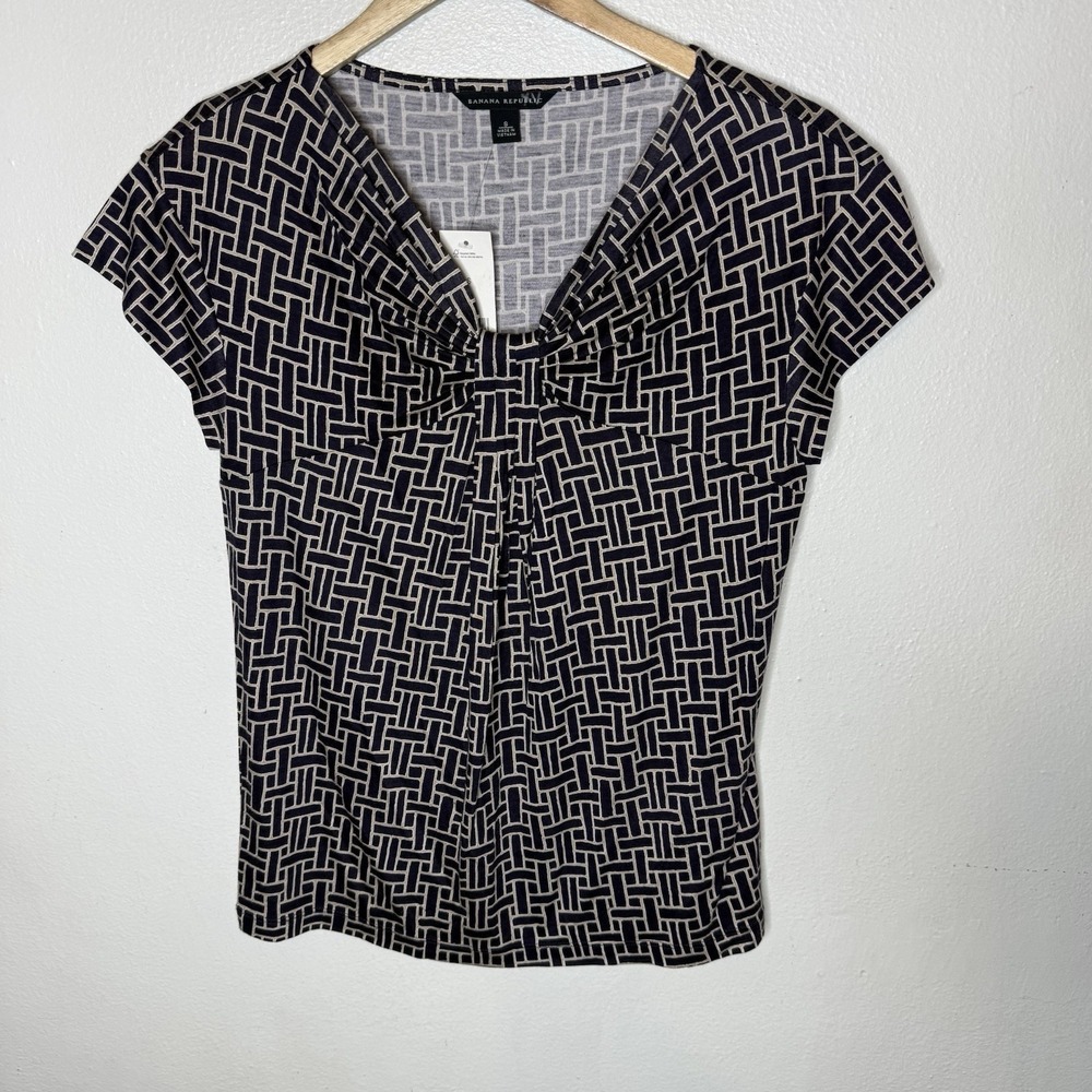 Banana Republicβ Navy Blue Beige Short Sleeve Tee Shirt T-Shirt Women's Small